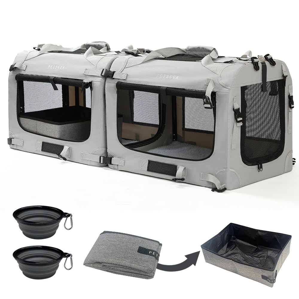 Petseek Extra Large Cat Carrier Soft Sided, Portable Small Dog Carrier for 2 Cat