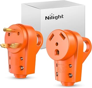 Nilight 30 Amp RV Male and Female Plug Set ETL Listed | TT-30P Plug TT-30R Receptacle 125 Volt Heavy Duty Electrical for Camper Caravan Motorhome Van Trailer
