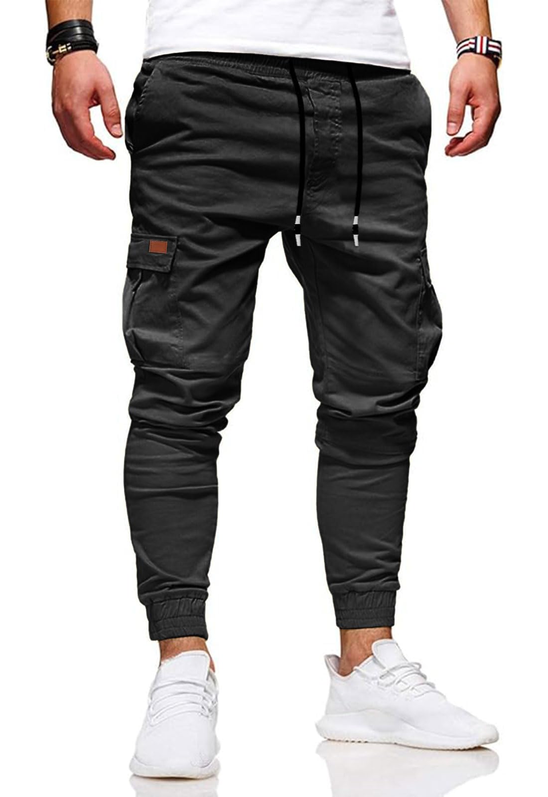 HUNGSON Jeans Slim Fit Blue Men's Stretch Ripped Skinny Jeans Ripped Denim Trous