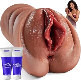 BIG SHOCKED Sex Toys for Men Pocket Pussy Extended 5D Textured Dual Tunnel | Male Masturbator, Sex Doll with 3D Realistic Vagina & Anus, Tight Wrap Stimulation, Mens Flesh Stroker Light Adult Sex Toy