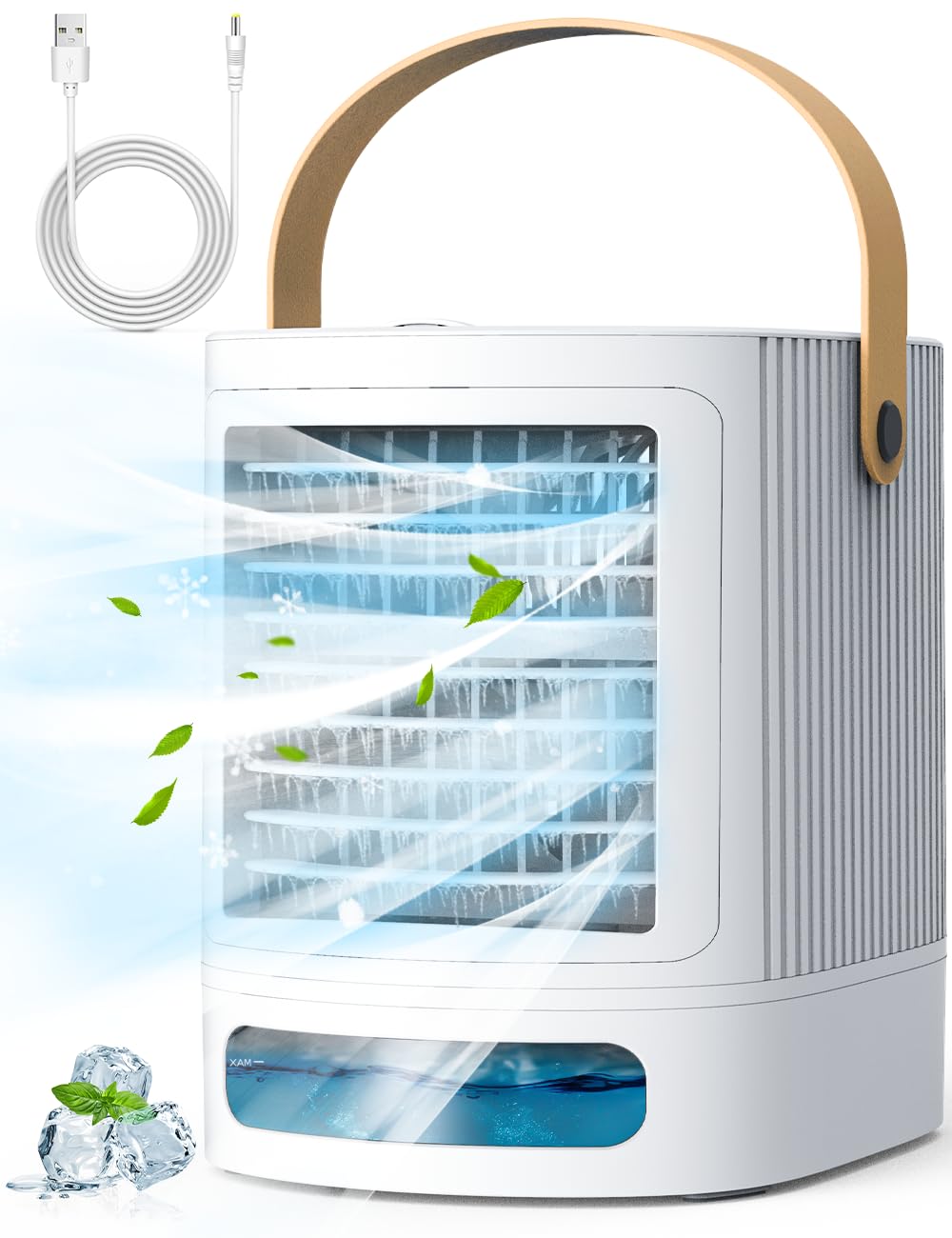CENSTECH Mini Air Conditioner, Personal Air Cooler w/ 7-Color Night Light, 3-Lev