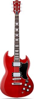 Leo Jaymz 39 Inch Solid Body Electric Guitar - Poplar Wood Body，Maple Neck and Laurel Wood Fretboard (Red)