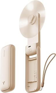 Aecooly Slim Portable Fan, Thin Handheld Fan, USB Rechargeable | Mini Personal [24H Max Cooling Time], Battery Powered Small Foldable Pocket for Travel, Summer, Gifts for Women, Girls -Beige