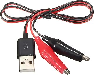 USB Test Cable with Alligator Clips, Double Alligator Clip for Circuit Test, Copper Alligator Clip to USB Male Connector for Electronics DIY Repair