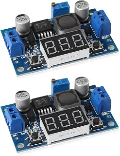 2pcs LM2596 Adjustable Voltage Regulator 4.0-40V to 1.25-37V DC 36V to 24V to 12V to 5V Variable Volt Power Supply Car Motor Buck Step Down Converter with Red Voltmeter Display