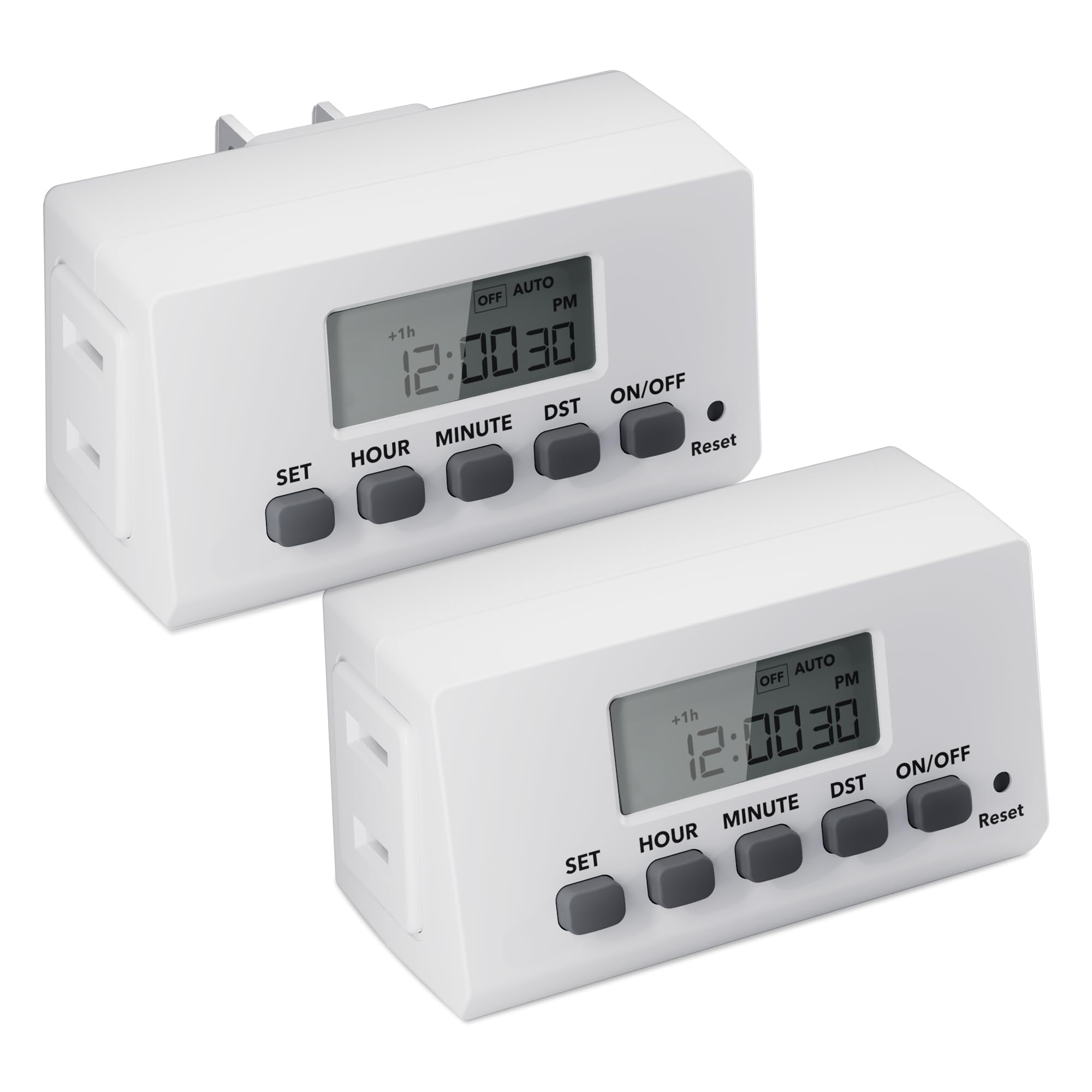 BN-LINK Indoor 24H Programmable Digital Timer Outlet, Slim 1 Outlet, 2 Pack | 2 