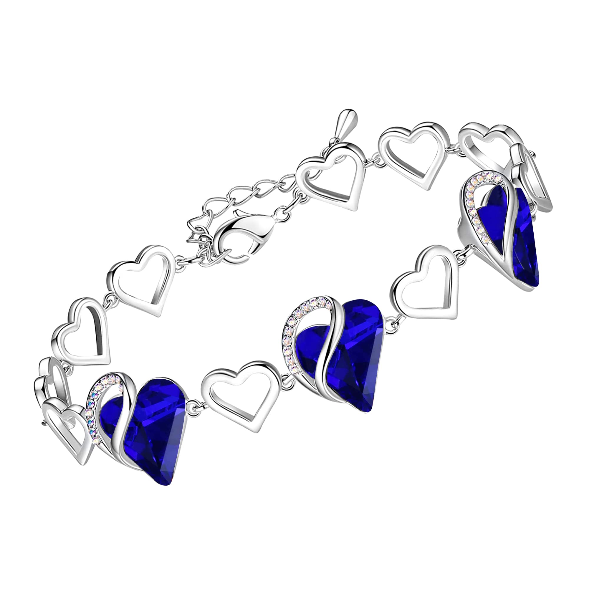 Leafael Infinity Love Heart Gift Bracelet for Women, Birthstone or Healing Stone