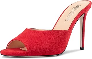 TNYNFBEB Women Stiletto High Heel Peep Open Toe Sandals Slingback Slip-on Wedding Office Cute Basic Classic 3.9 Inches Heels