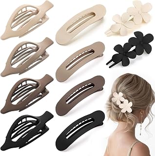 10 Pieces French Flat Hair Clips for Women Girls, 3 Styles Non Slip Flat Matte Hair Clips for Thin Thick Hair, Durable French Hold Pins for All Kinds of