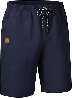 QPNGRP Men's Stretch Waist Casual Shorts with 5 Pockets Include 1 Zipper Pocket