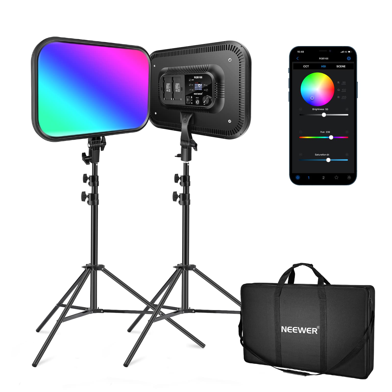 NEEWER RGB168 18.3" RGB LED Video Panel Light with App Control