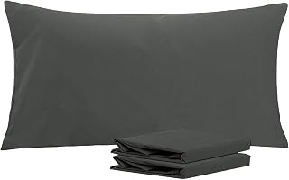NTBAY 2 Pack Brushed Microfiber King Pillowcases, 50x90 cm, Dark Grey