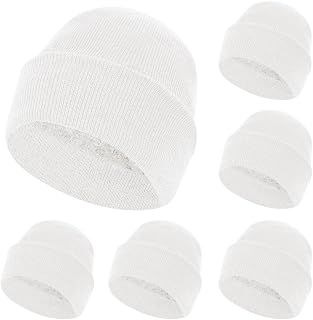 ZH 6 Pack Men's Winter Knit Beanies with Fleece Lining, Warm Stretchy Skull Caps for Cold Weather, Unisex Thermal Hats
