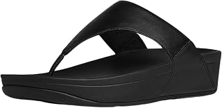 Fitflop Lulu Leather Toepost, Platform Sandals Women, Black, 36 EU