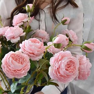1 Piece Artificial Flowers Bouquet Simulation Peony Three Heads Home Wedding Party Room Decor 64 * 7 * 0.2cm (Pink)