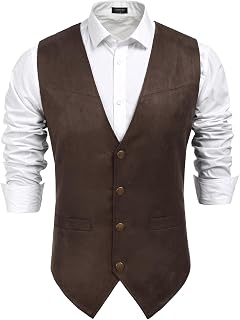 COOFANDY Men's Fashion Sleeveless Collar Denim Vest Jacket