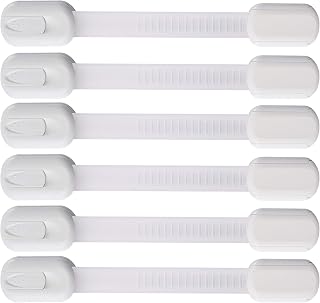 Vmaisi Multi-Use Adhesive Strap Locks for Baby Proofing Cabinets &amp; Drawers | 6 Pack No-Drill Child Safety Latches for Fridge, Toilet, Oven,