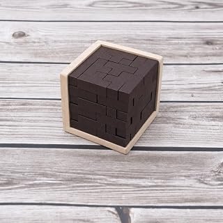 (54 T-shaped Blocks) Wooden 3D Puzzle Blocks, Tetris Style, Brain Training, Educational Toy, For Adults, Elderly People, Dementia Prevention, Spatial Recognition, Toy, Present, Storage Bag Included