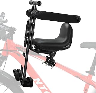 Yinbly Front Mounted Child Bike Seat for Adult MTB–Interactive Toddler Bicycle Carrier with Full Guardrail,Foot Pedals &amp; Removable Foot Straps,Height Adjustable for Kids 1–5 Years (Up to 55lbs)