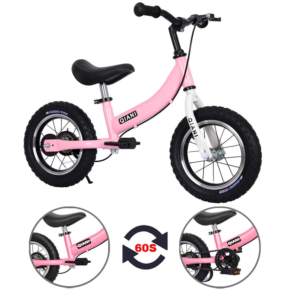 Qiani Children's 2-in-1 Balance Bike for 2-7 Years Children, with Stabilising Br