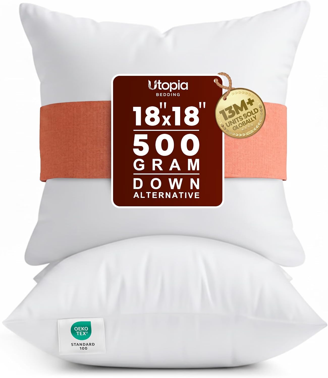 Utopia Bedding Throw Pillows Insert (Pack of 2, White) - 18 x 18 Inches Bed and 
