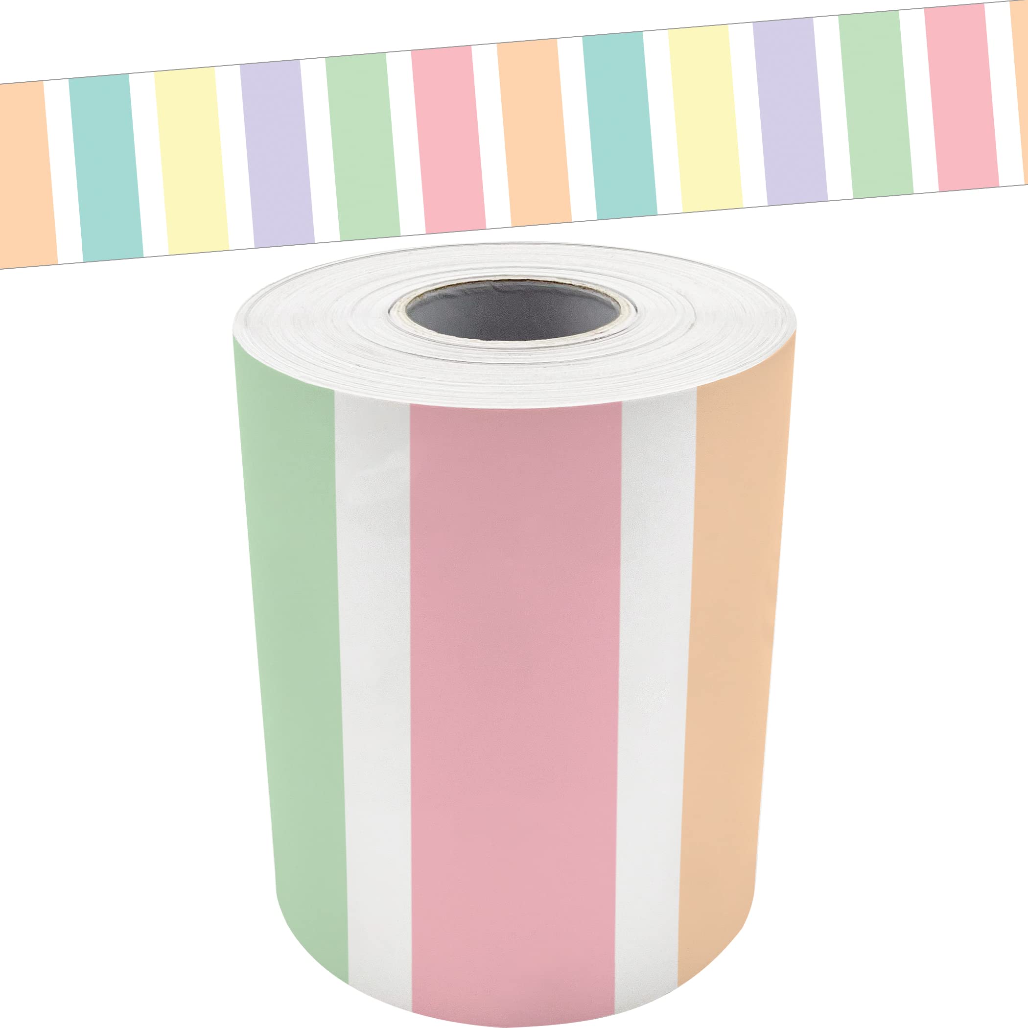 Teacher Created Resources Pastel Pop Stripes Straight Rolled Border Trim - 50ft 