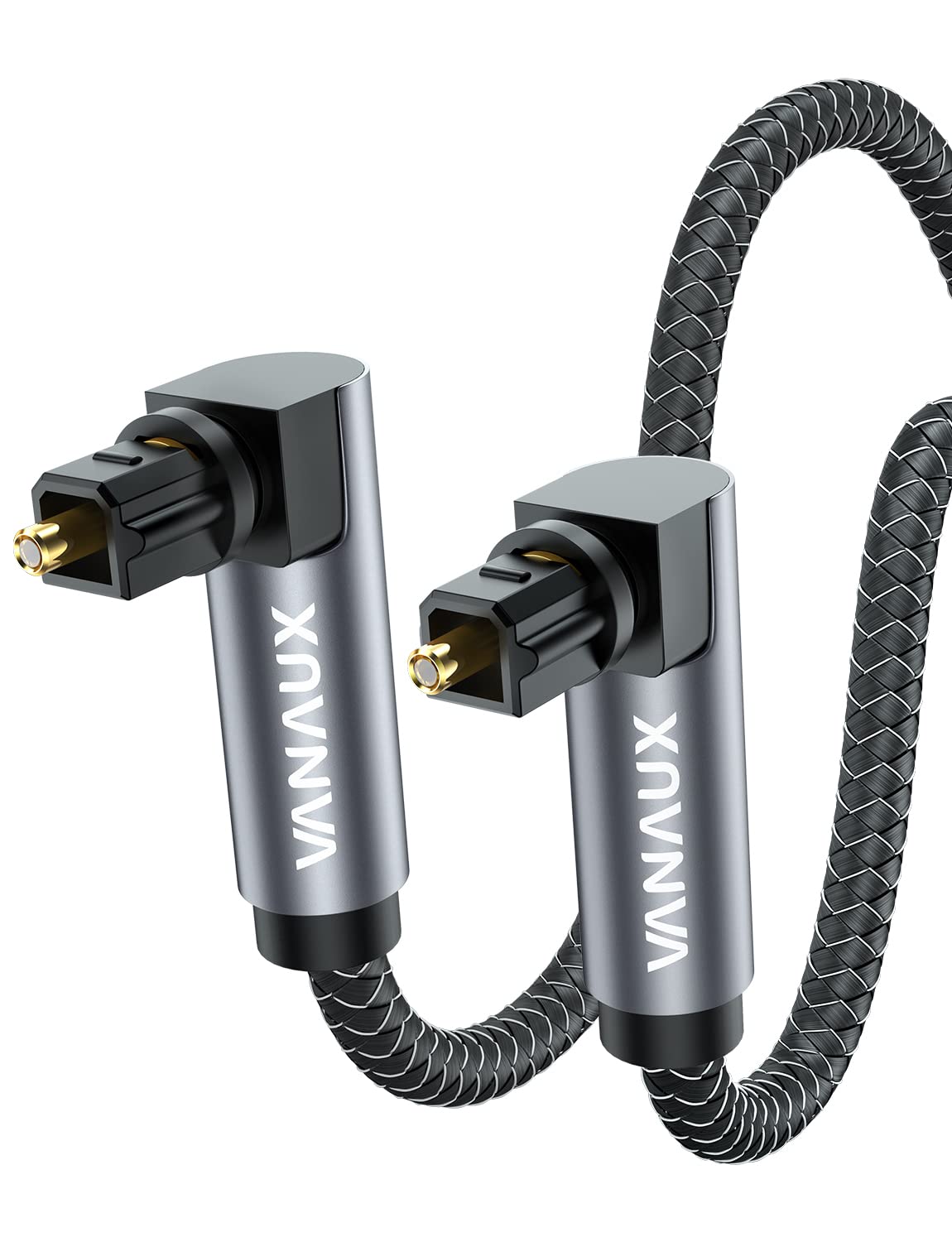 VANAUX Double 90 Degree Optical Cable, SPDIF Audio Optical Cable, 360 Degree Rot
