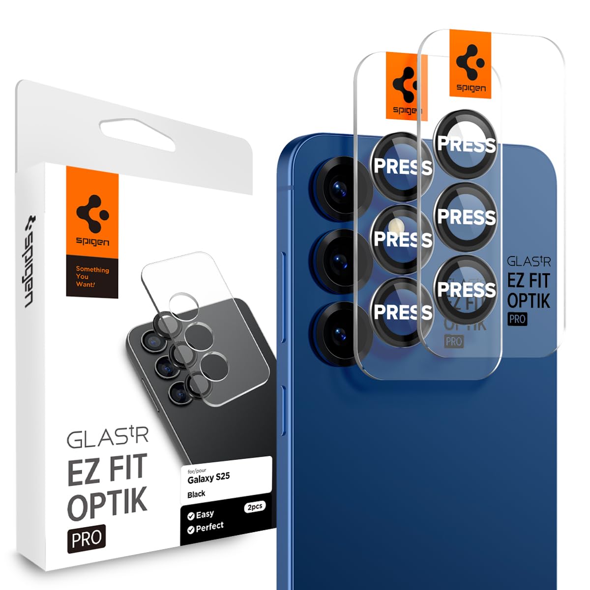 Spigen Camera Lens Protector for Galaxy S25 - Black [2 Pack]