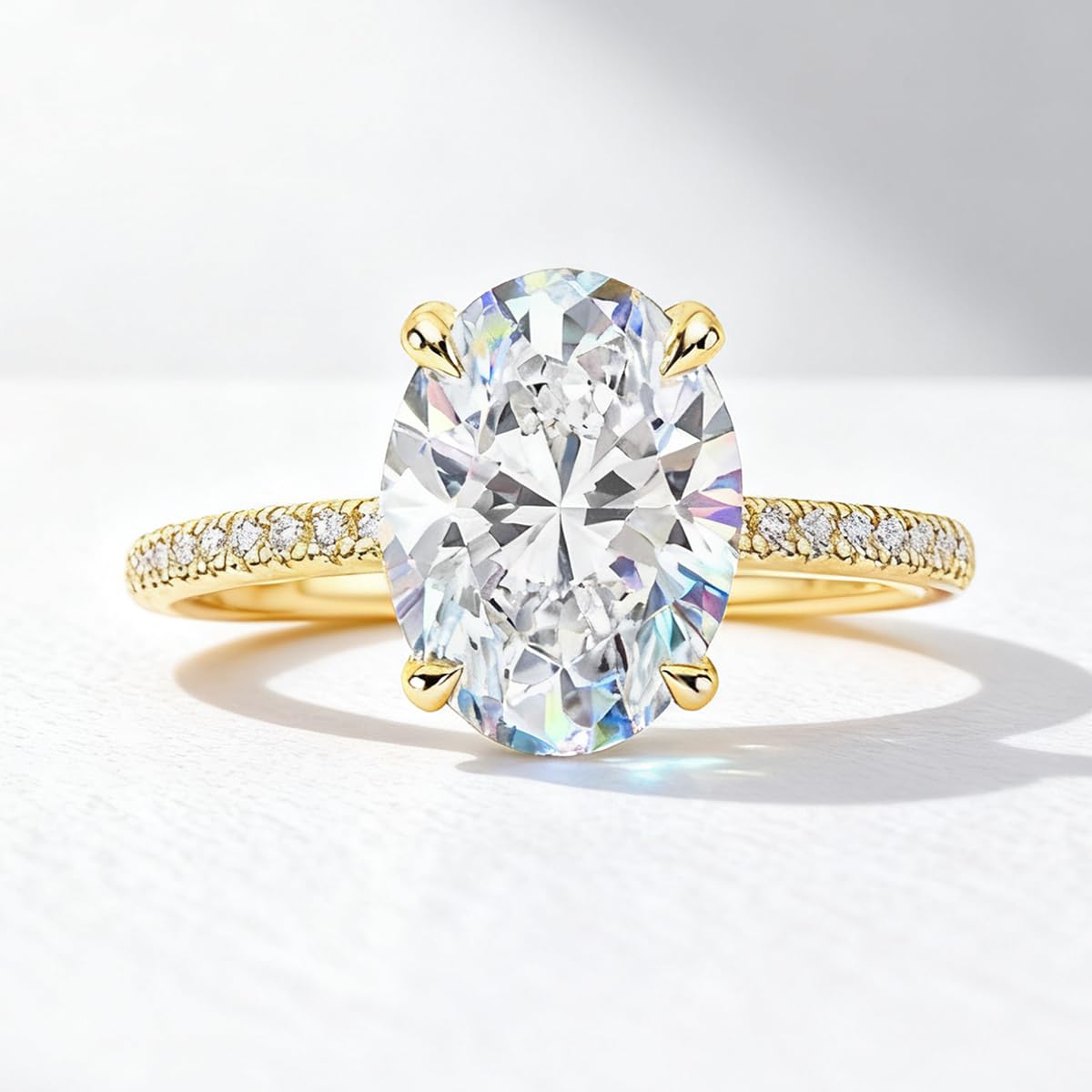 1PC 1CT-5CT Sparkle Ovale BBroken Zircone Anello di Fidanzamento Materiale Fede 