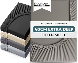 Moonlight Bedding King Size Fitted Sheets 40CM Extra Deep Pocket Grey