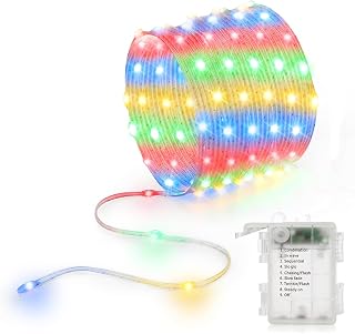 Battery Operated String Lights, 16.5ft 50 LED Twinkle Fairy String Lights Battery Powered with Auto Timer for Indoor Outdoor Christmas Trees Wreath Decoration Party Bedroom Garden - Multicolor