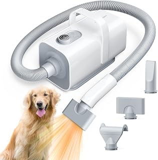 Homerunpet Dog Dryer, Pet Blower, Super High Wind Speed, 368.2 ft/s (120 m/s), Quick Drying, 4 Types of Air Nozzles, Temperature & Air Flow Adjustment, Home Lampet