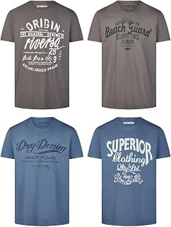 riverso RivLeon Men's Cotton Regular Fit T-Shirt, Set of 4, Crew Neck