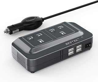 BESTEK Power Inverter 12V to 240V, 200W Car Voltage Converter Transformer with 3-Pin Sockets & 4-USB Ports for Charging Phones, Laptop, Tablets, GPS Units, TV, Camping Equipment