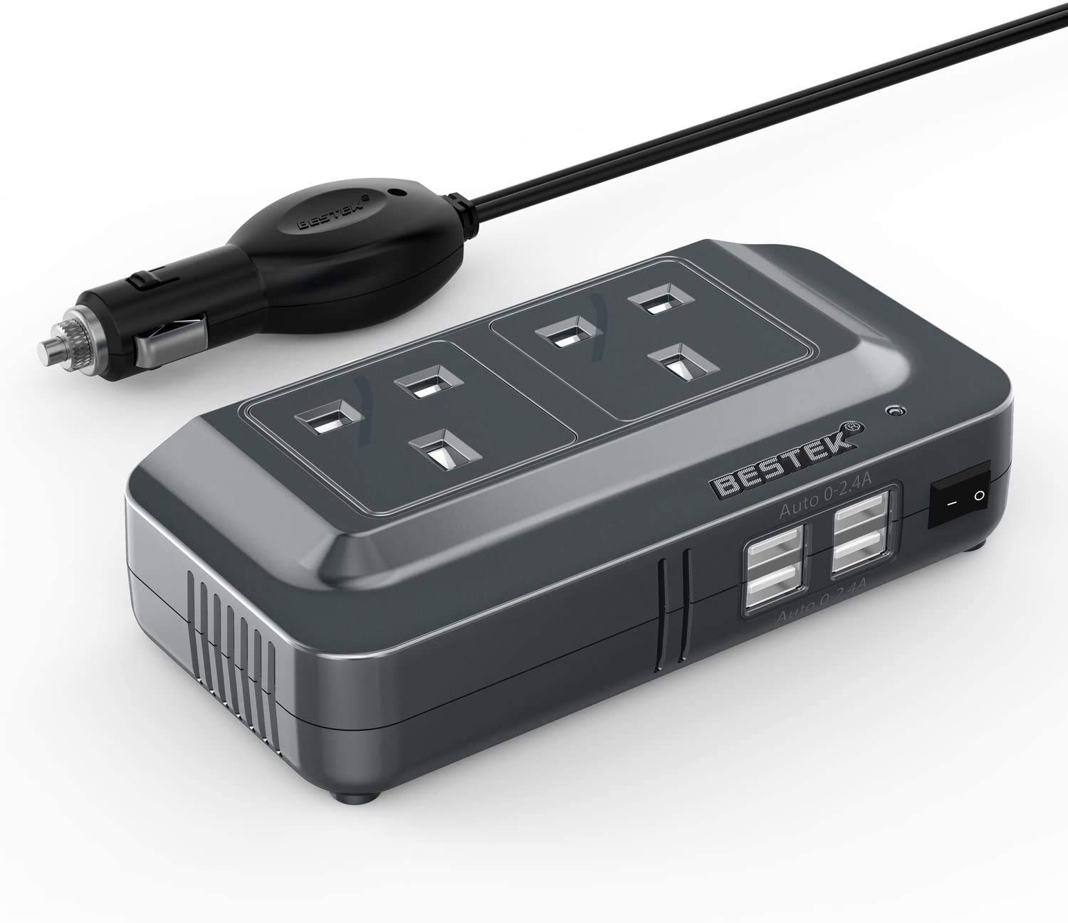 BESTEK Power Inverter 12V to 240V, 200W Car Voltage Converter Transformer with 3