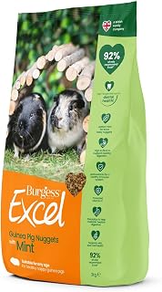 Excel Guinea Pig Food, Green, 3 kg (Pack of 1) | High Fibre Pellets, Extra Tasty, Supports Digestion, Healthy Immune System