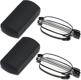 Folding Reading Glasses Compact Small Portable Blue Light Block Reader Spring Hinge Black