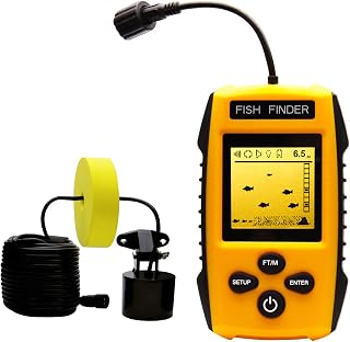 Handheld Fish Finder Portable Fishing Kayak Fishfinder Fish Depth Finder Fishing Gear with Sonar Transducer and LCD Display