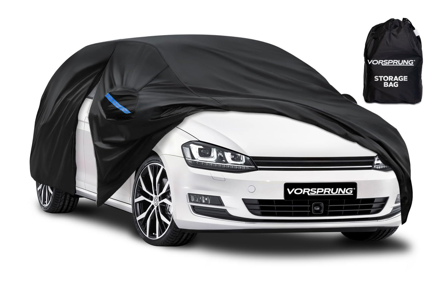VORSPRUNG® Universal Car Cover (4 Sizes) | Driver Side Zip | Waterproof All Weat