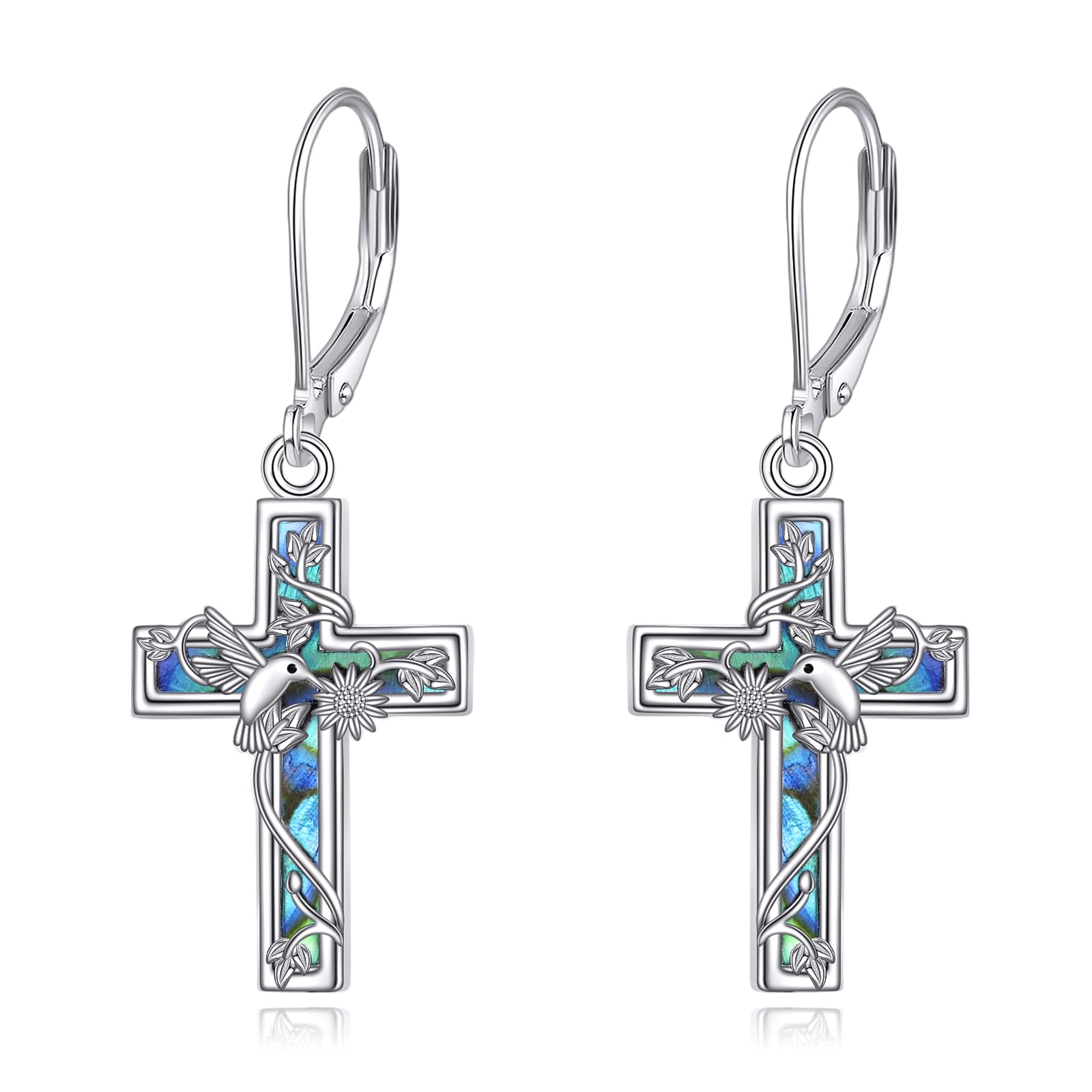 YFN Cross Earrings Sterling Silver Dangle Drop Leverback Cross Earrings Religion
