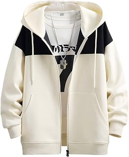 [Bligo] Men's Hoodie L-4XL Zip Hoodie with Pockets Stylish Hooded Casual Color Block Comfortable Front Opening Full Zip Trainer Popular Sweatshirt Loose ZIP Jacket Spring Autumn Winter Clothing