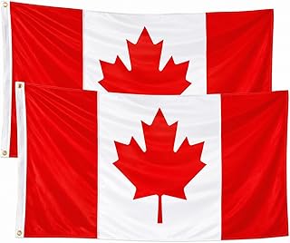 Canada Flag, 2 Pack 3 x 5 Foot Canadian Flags Outdoor Indoor, Durable Polyester Maple Leaf Flag with Vivid Colors, UV Fade Resistant, Brass Grommets, Double Stitched for Home Garden Decoration