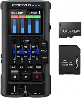 Zoom R4 Multi-Track Recorder for Musicians with 2 XLR/TRS Combo Inputs Bundle with 64GB MicroSD Card and Adapter