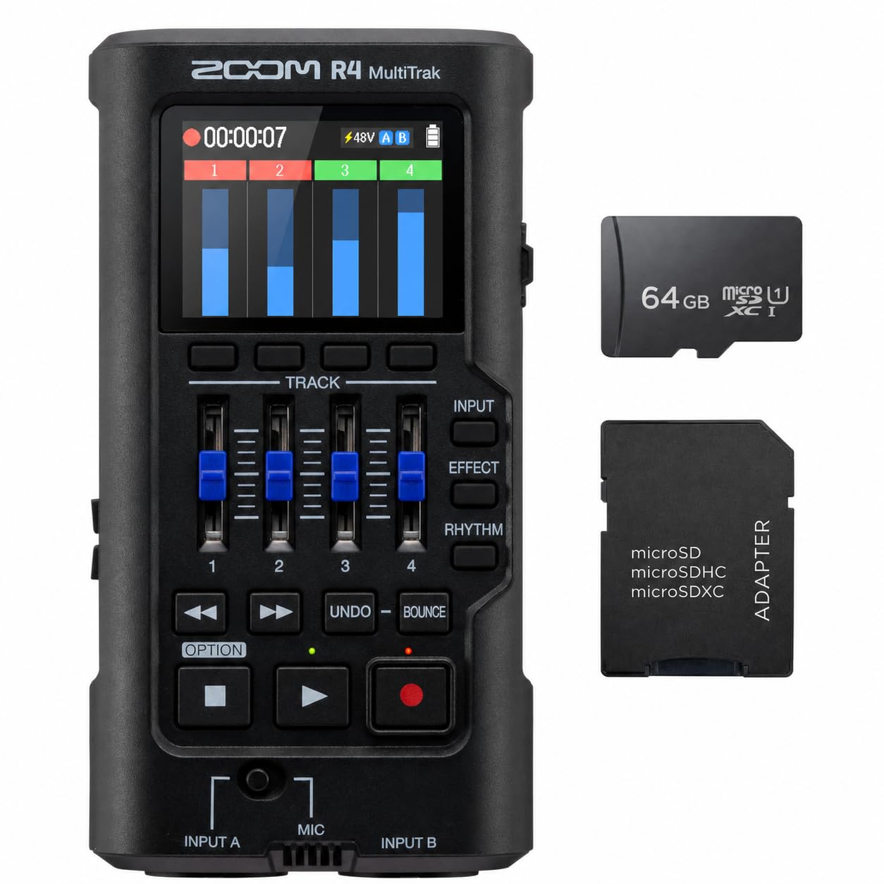 Zoom R4 Multi-Track Recorder for Musicians with 2 XLR/TRS Combo Inputs Bundle wi