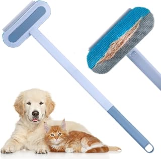 Multifunctional Pet Hair Remover, 2 Carpet Scrapers, 4 in 1 Dog Hair Remover, Reusable Cat Hair Remover for Dogs and Cats, Adjustable Lint Brush for Carpet, Sofa, Bedding, Clothing, Furniture, Blue