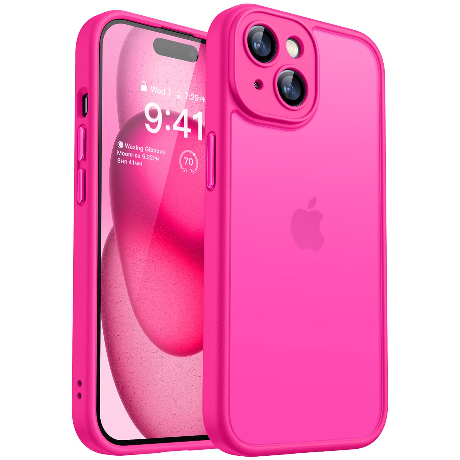 CANSHN Matte Case for iPhone 15 6.1 Inch, Hot Pink