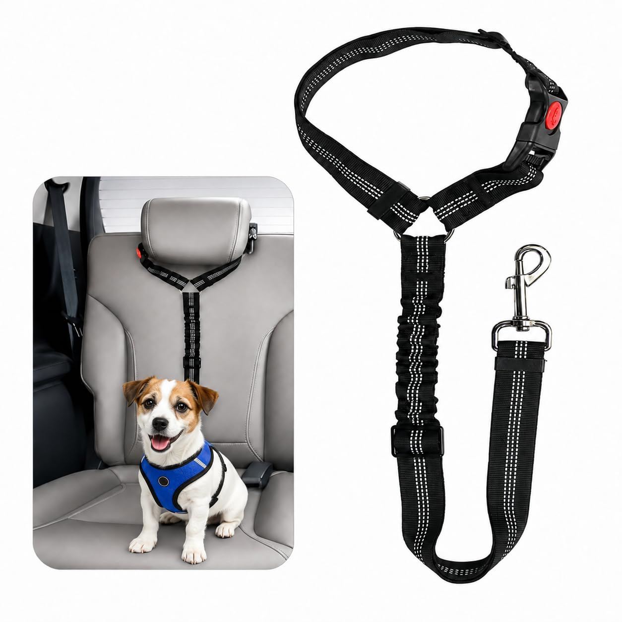 1 x Retractable Elastic Car Belt Leash - Adjustable Vehicle Travel Safety Fasten