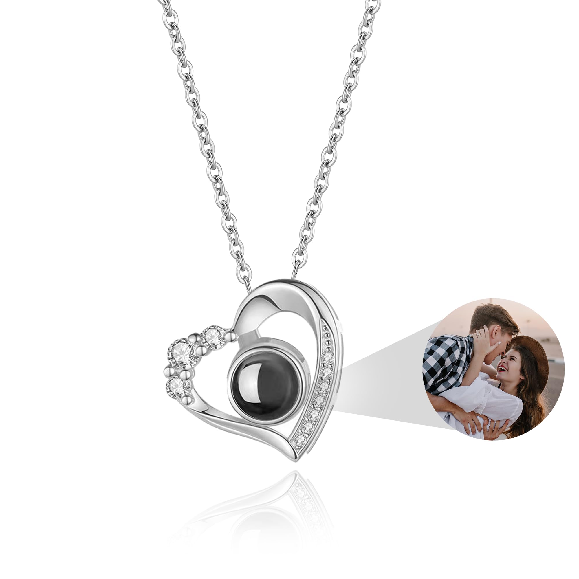Easycosy Personalised Photo Projection Necklace – Women's Valentine's Day Gift –