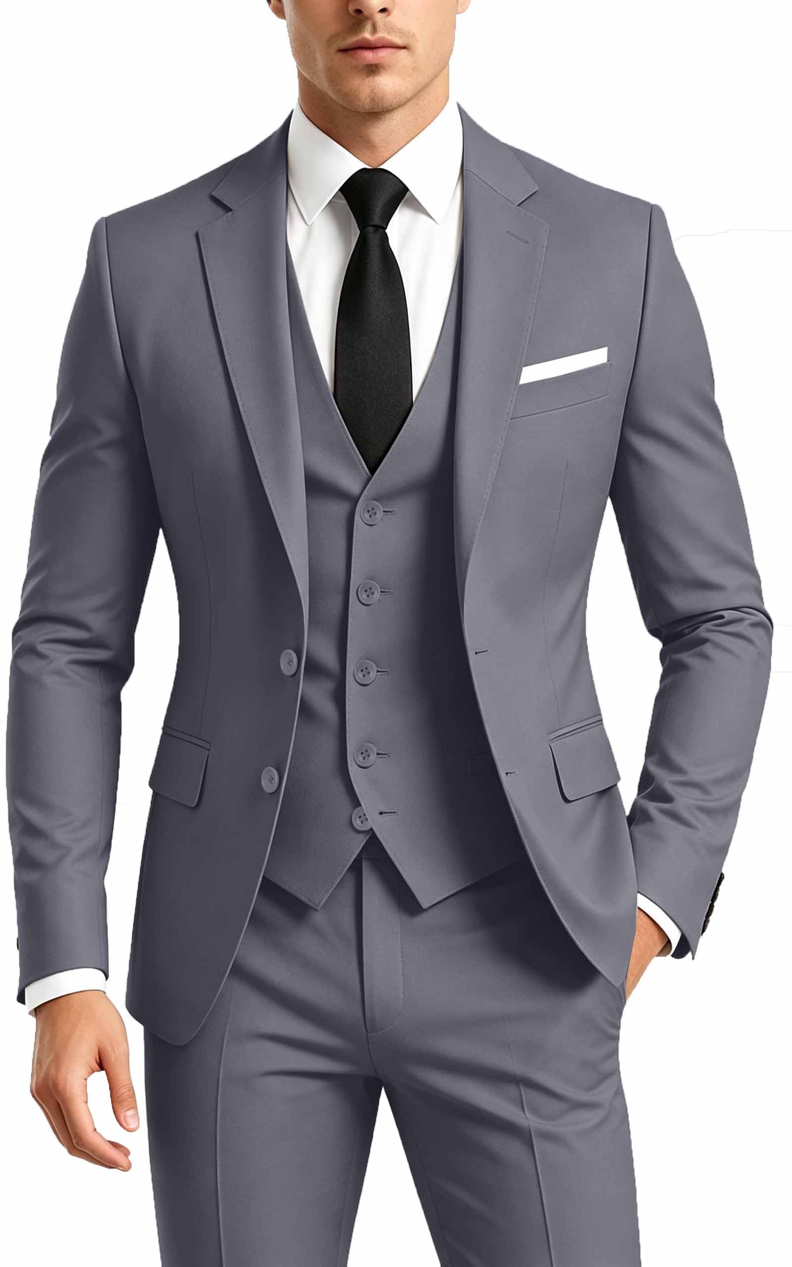 Men's Suit 3 Pieces Slim Fit Business Wedding Blazer Vest Pants Set Tuxedo