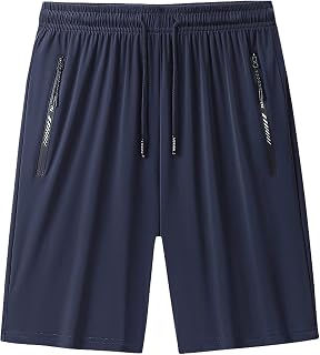 rismart Men's Fast Drying Shorts Training Walking Sports Short Trousers with Zip Pocket